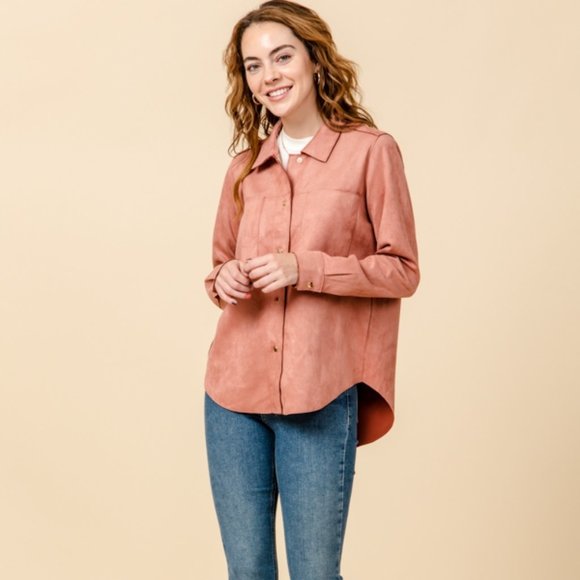 Suede Button Down Shirt - Picture 6 of 7